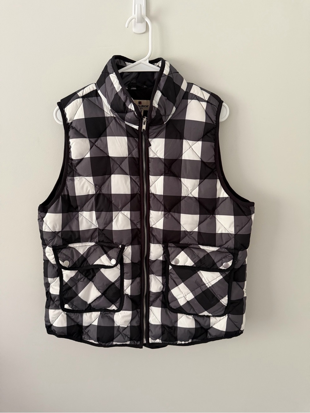 Woolrich Black and White Plaid Quilted Vest